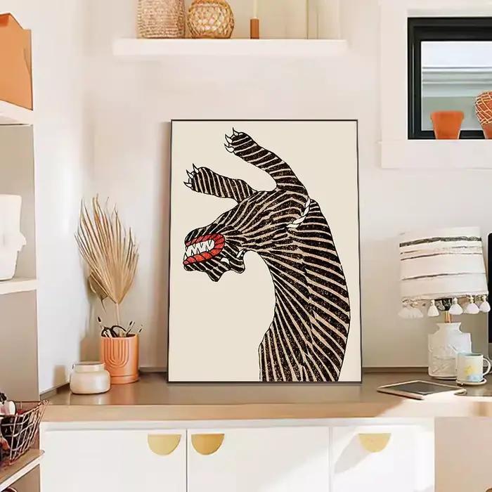 Affiche de tigre de style japonais