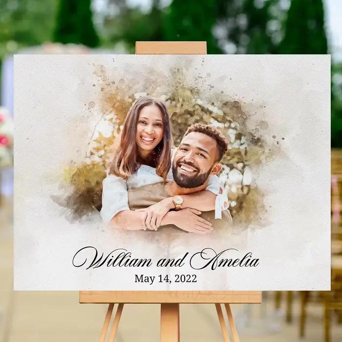 Affiche de portrait de couple d'interconnexion unique