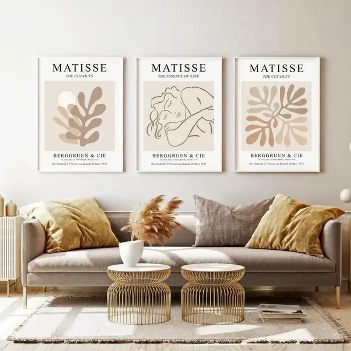 Affiche rétro abstraite beige neutre style Matisse