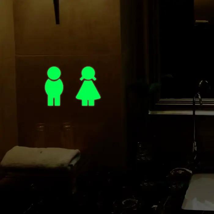 Autocollant mural lumineux pour porte de toilettes