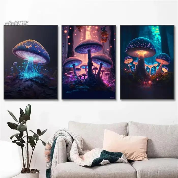 Champignons magiques toile impression affiches