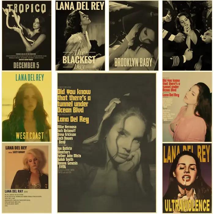 Lizzy Grant Lana Del Rey affiches rétro papier Kraft imprime Album de musique affiche Vintage décor de chambre à coucher Art esthétique peinture murale