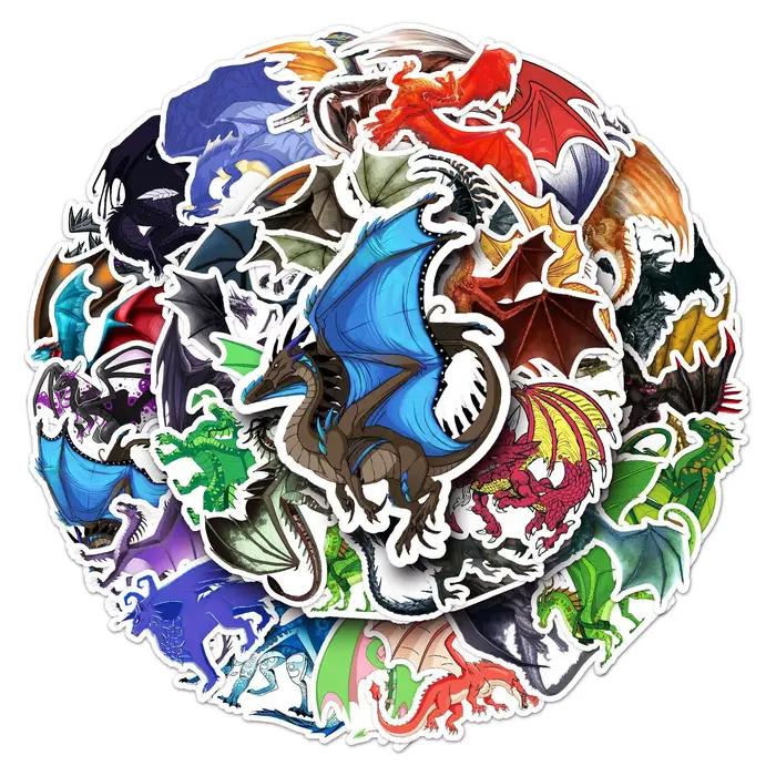 10/30/50 autocollants créatifs de dessins animés de dragons maléfiques