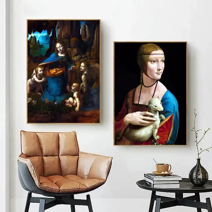 Célèbre œuvre d'art de Léonard de Vinci, La Joconde, Le Sauveur du Monde, peinture sur toile et affiche imprimée, art mural pour le salon, décoration de la maison