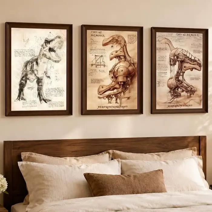 Affiche autocollante de la série dinosaures R-Retro