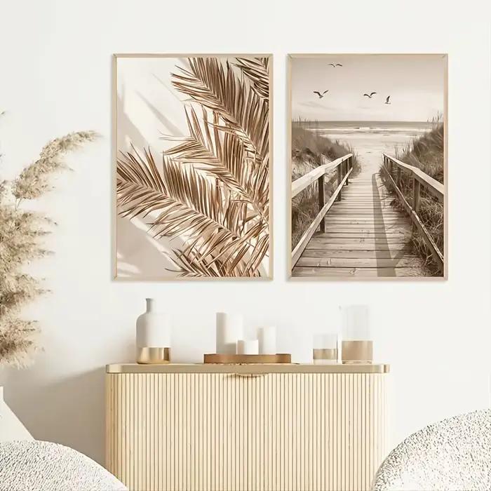Impression sur toile minimaliste de triptyque de plantes