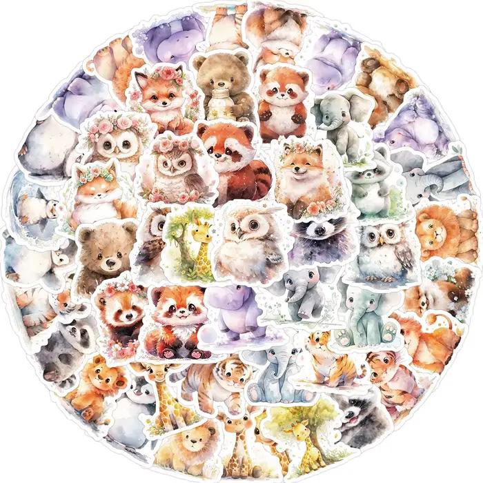 Pack de 50 autocollants d’animaux mignons