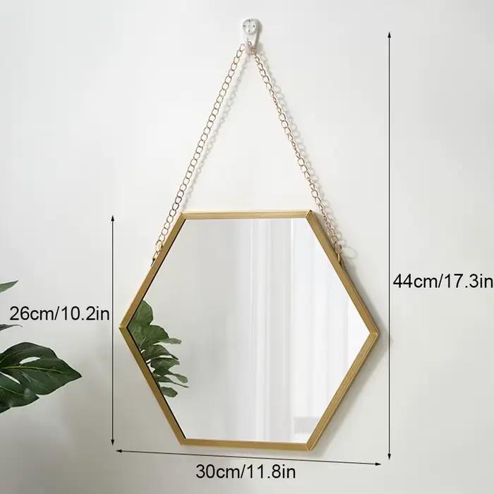 Miroir mural hexagonal en fer