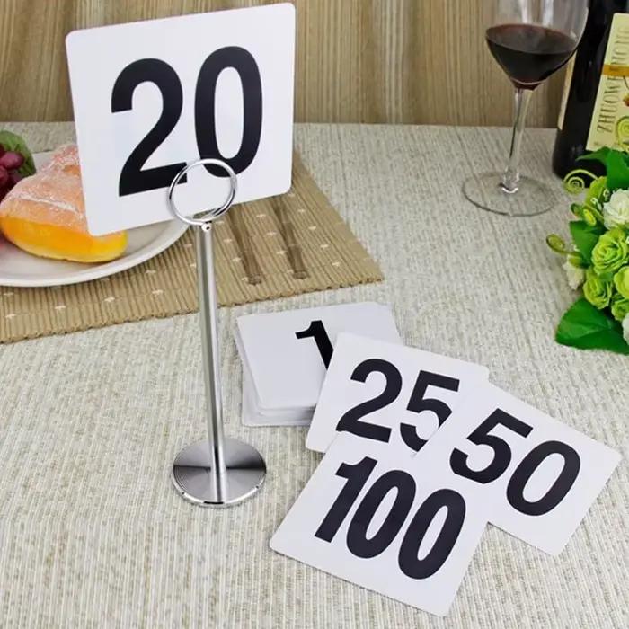 Numéros de Table blancs en PVC, signes de mariage, Restaurant, café, Bar, cartes de sièges, Identification facile pour carte de Table de Restaurant en Pvc, 1-100