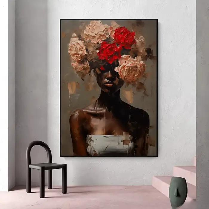 Toile d'art mural avec femme noire