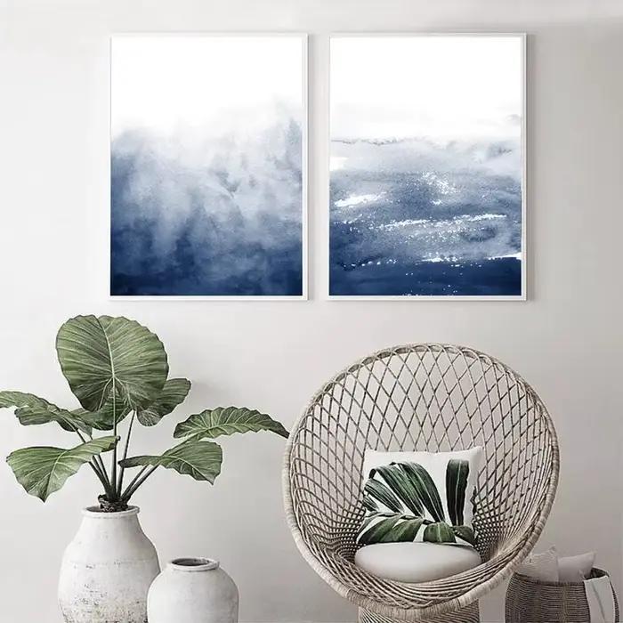 Peinture abstraite avec aquarelle bleue