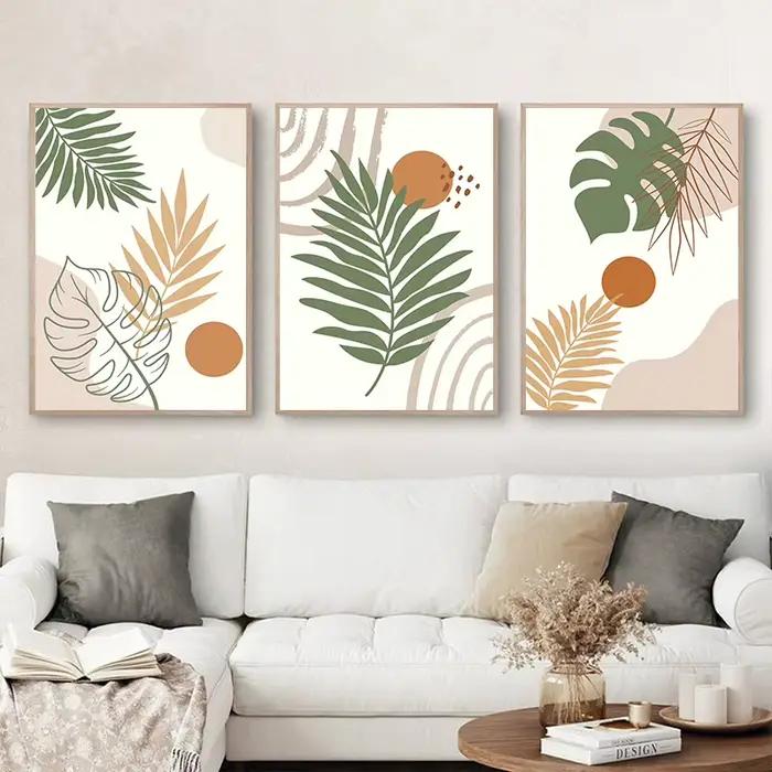 Peinture sur toile de feuilles de bohème orange