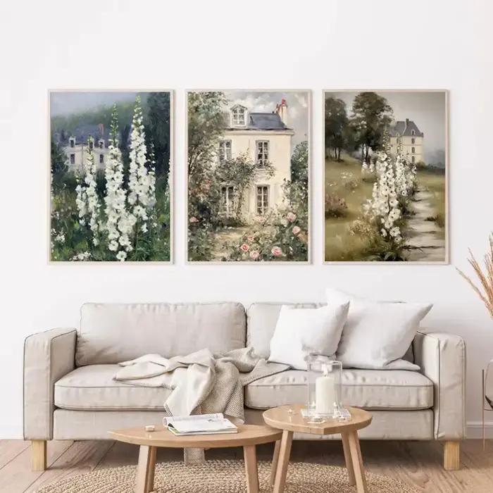 Affiche de paysage de fleurs sauvages roses