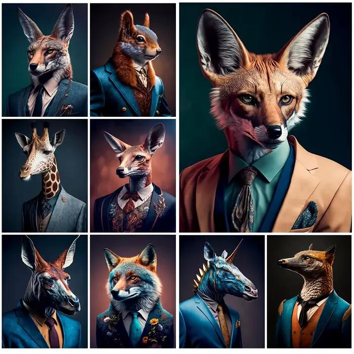 Affiche murale drôle de cerf de renard d'animal
