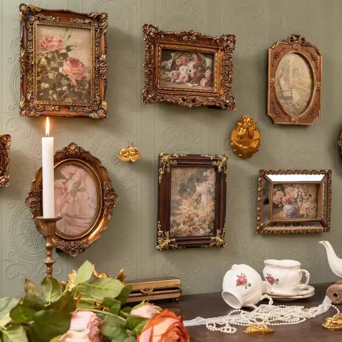 Décoration de cadre Photo en relief de style européen rétro pour les acents muraux de chez l'habitant de la maison