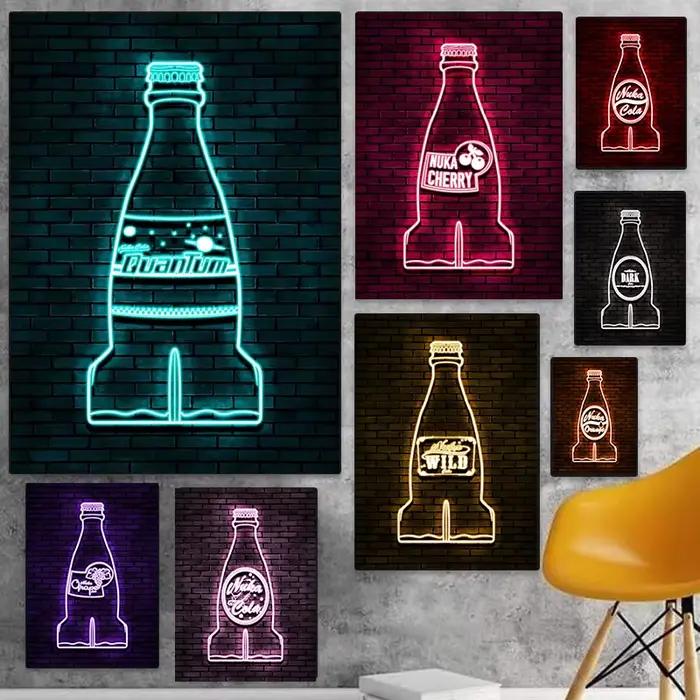 Nuka Cola Bottle Neon Light Printing Canvas Painting
