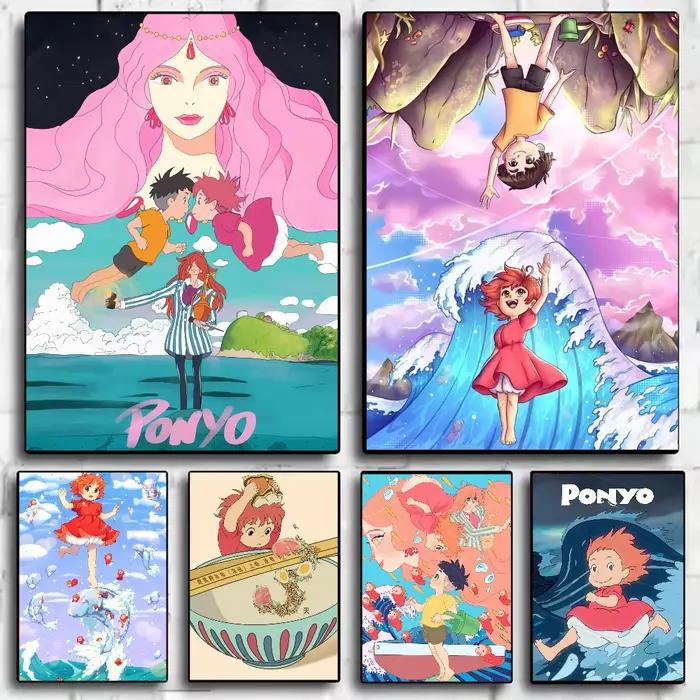 Affiche de film de dessin animé japonais p-ponyo