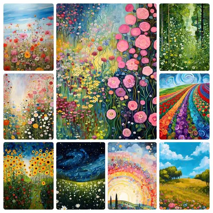 Peinture à l'huile abstraite de fleurs par numéros, art mural floral moderne pour salon, décoration intérieure, salle de classe, tableau sans cadre