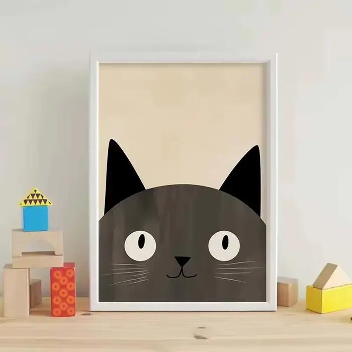 Affiche d'art minimaliste de chat mignon