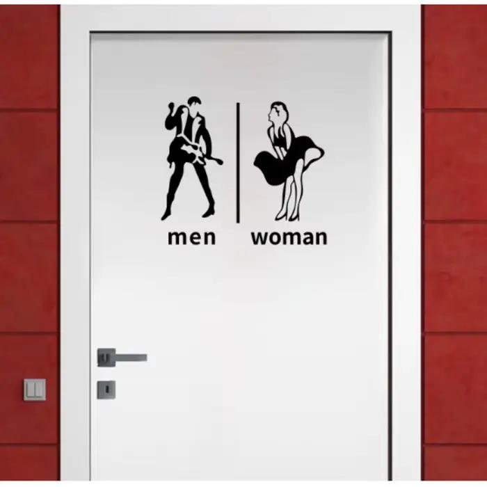 Magasin porte de toilette homme et femme Wc signe icône autocollant mural