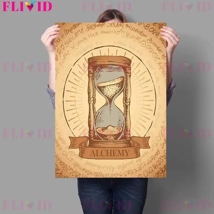 Sablier du temps Vintage Art mystérieux impression zodiaque et yeux saints mur Art toile peinture abstraite rétro Wicca affiche imprimer