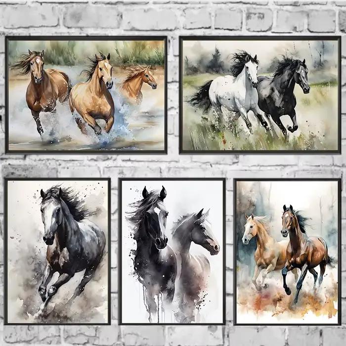 Beau cheval aquarelle peinture toile affiche animaux mur Art photos pour salon chambre salle de jeux moderne décor à la maison