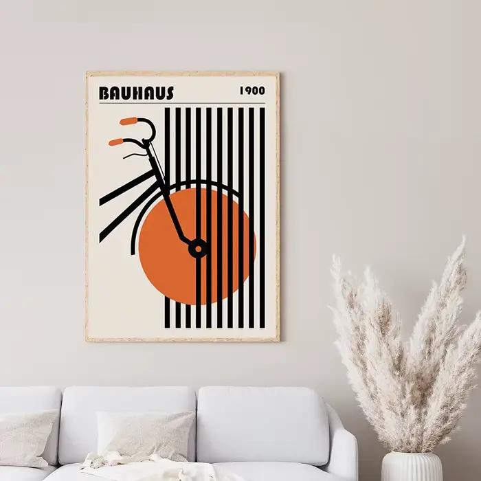 Bauhaus – affiche de vélo moderne du milieu du siècle