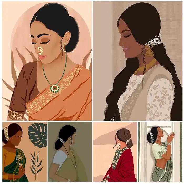 Affiche murale indienne d'asie du sud pour femmes