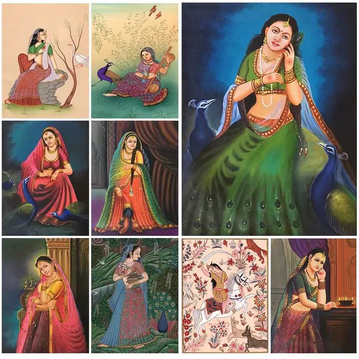 Images murales ethniques de princesse du Rajasthan indien