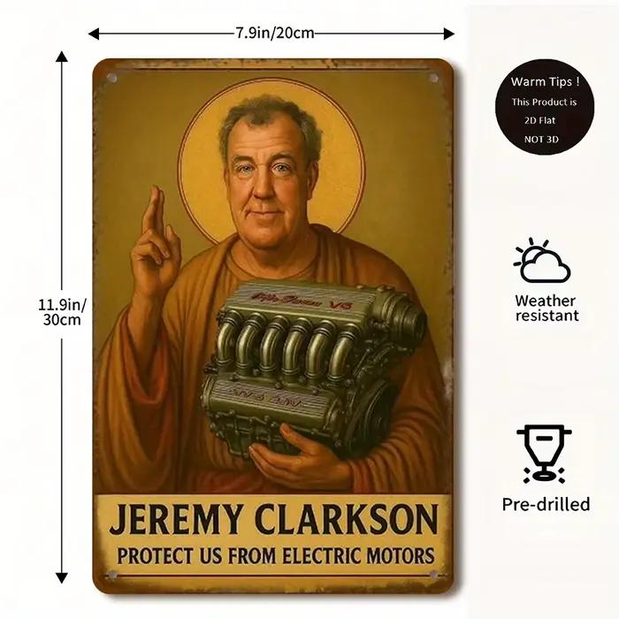 Affiche vintage en métal représentant la voiture de course de Jeremy Clarkson