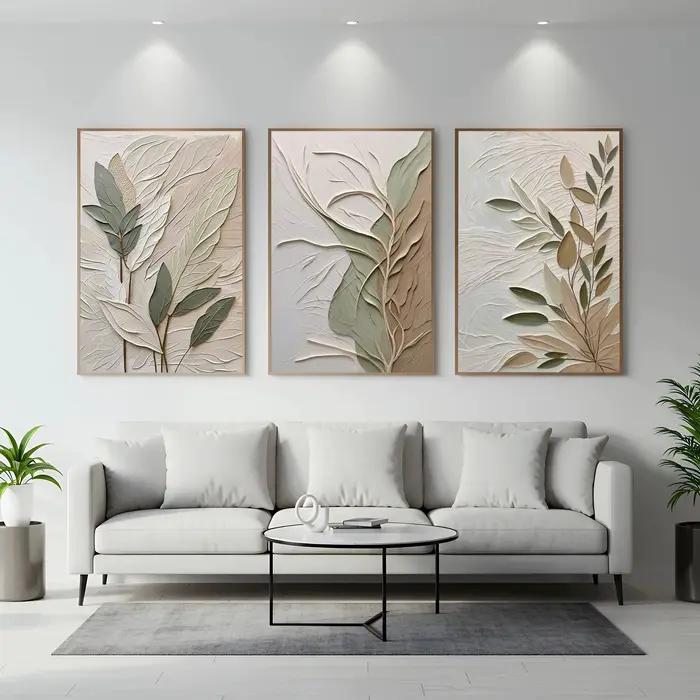 Ensemble de 3 affiches murales sur toile texturée