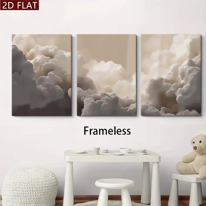 1 ensemble de tableaux décoratifs nuages et brumes style Instagram, modernes et simples, pour mur de fond de canapé de salon, chambre triple, salle à manger