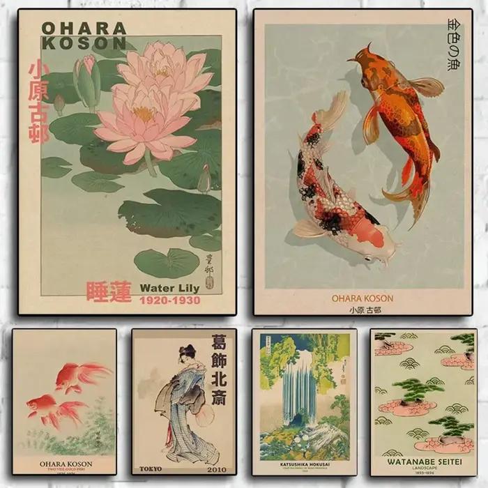 Hokusai Ohara Koson affiche d'art japonais Vintage chambre d'amis maison Bar café décoration