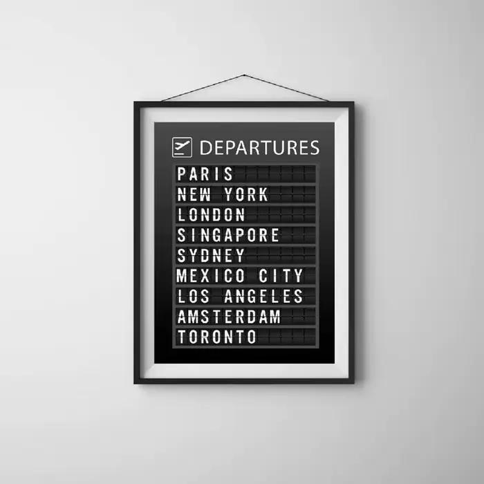 Affiches de tableau de destin de carte d'aéroport