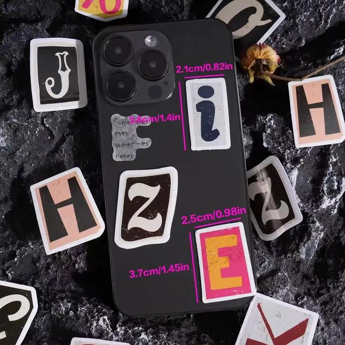 Autocollants DIY rétro colorés avec lettres de l'alphabet anglais