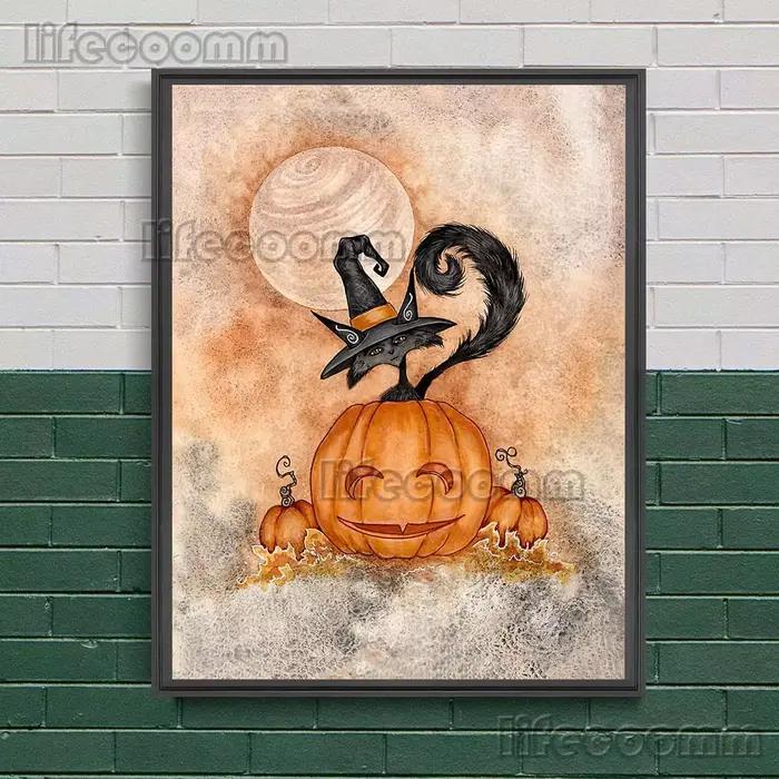 Toile d'art mural Vintage de la dernière pomme et de la sorcière noire, peinture sur toile de sorcières rouges, affiche d'art et impression, décoration de maison sans cadre