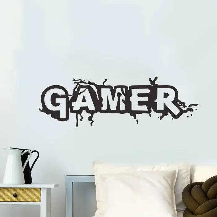 Autocollant mural motif Gamer Crack pour salon