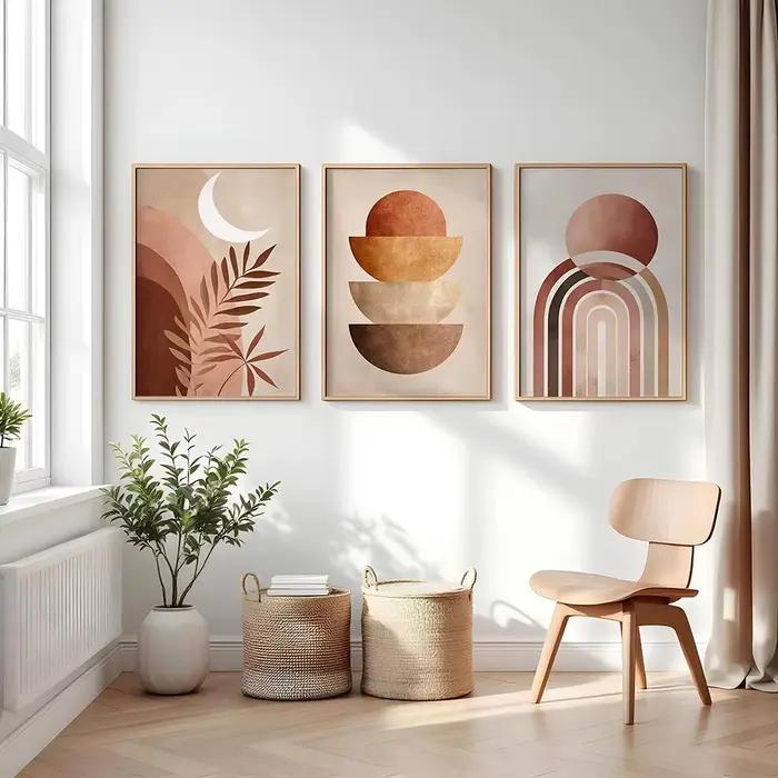Lot de 3 tableaux abstraits sans cadre