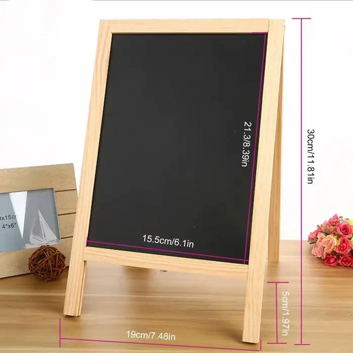 Tableau noir Double face avec cadre A, 30x19cm, Mini tableau noir en bois autoportant, signe d'activité, signe de Message de mariage