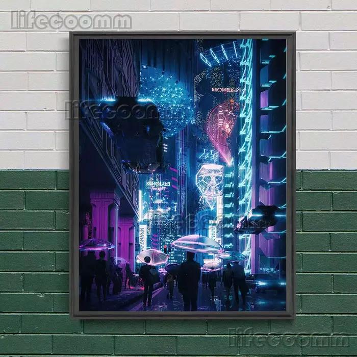 Affiche et imprimés d'art néon Punk de Science-Fiction future