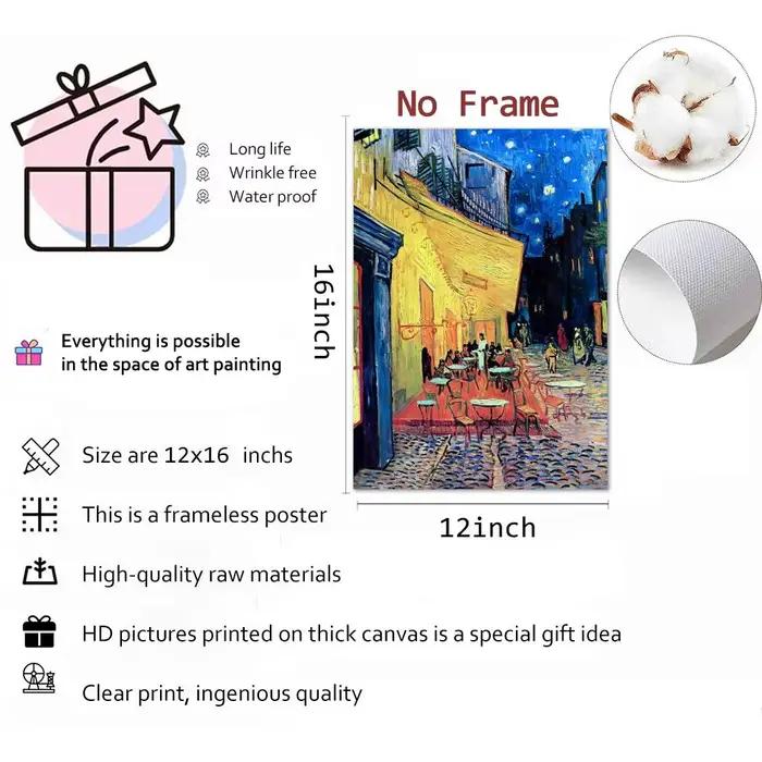 Van Gogh café terrasse la nuit peinture calligraphie toile affiche mur Art intérieur couloir décoration de la maison cadeaux de vacances