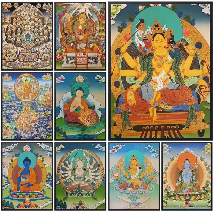 Bouddha Bodhisattva Thangka hindouisme bouddhisme Religion images murales pour salon affiche mur Art toile peinture sans cadre