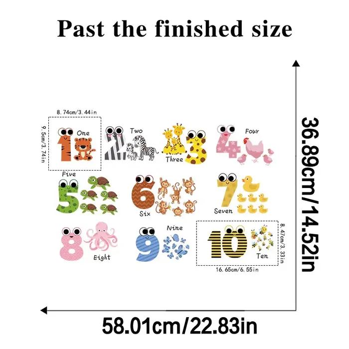 Autocollant mural de numéro d'animal de bande dessinée pour la chambre à coucher