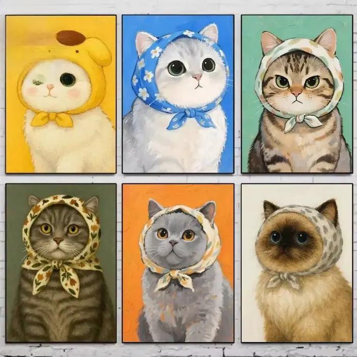 Peinture à l'huile par numéros de chat portant un Turban