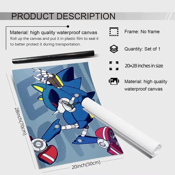 Affiche sur toile de calligraphie de personnages d'anime s-sonic: sans plis