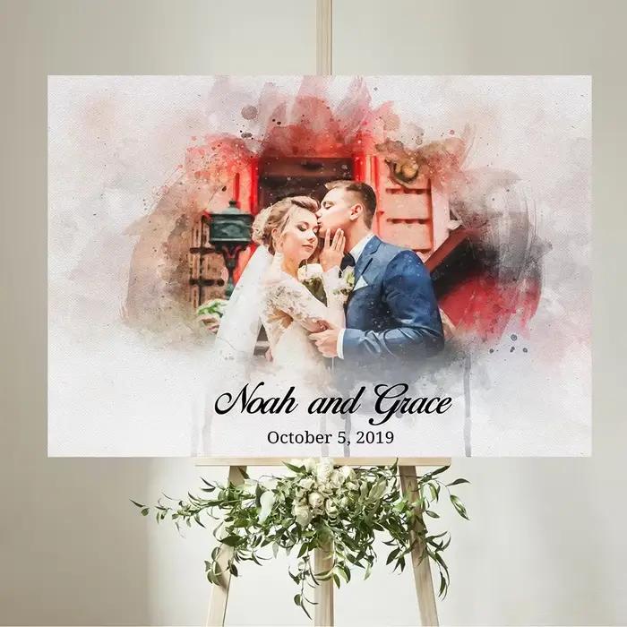 Affiche de portrait de couple d'interconnexion unique
