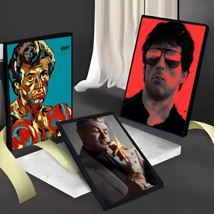 Affiche de style artistique de film « Gritty Action S-Sylvester Stallone Boxing Legend » HD, autocollant mural imperméable, décoration pour bar, salon, cadeau
