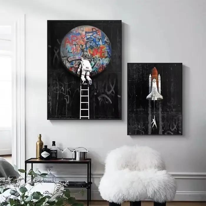 Toile de peinture à l'huile d'astronaute