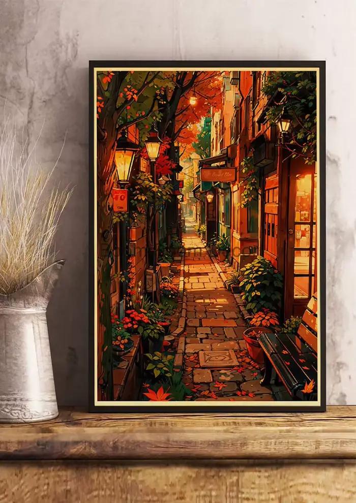 Affiche de la vie de la ville vintage pour la décoration de la maison