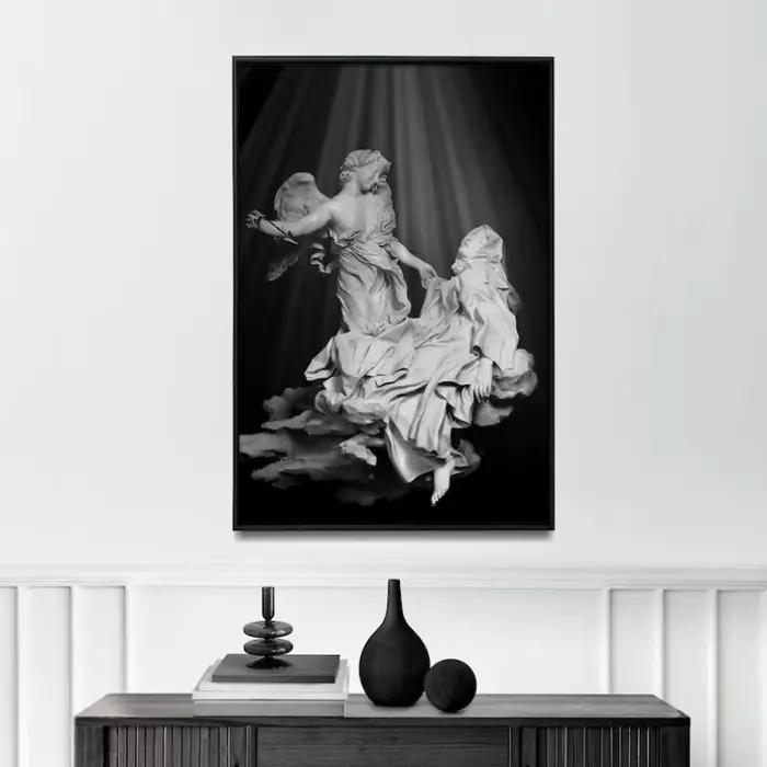 Affiche de sculpture du XIXe siècle en noir et blanc
